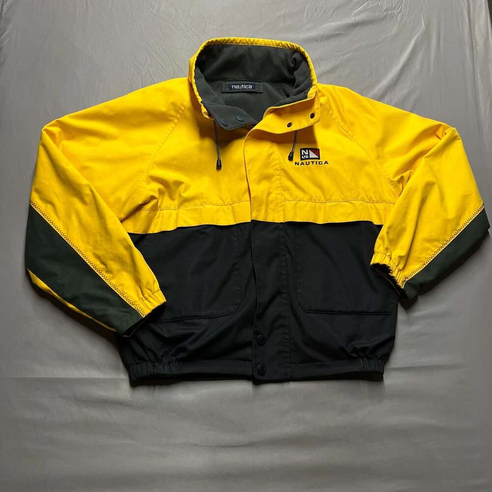 Nautica Reversible Fleece Sailing Jacket Yellow Navy